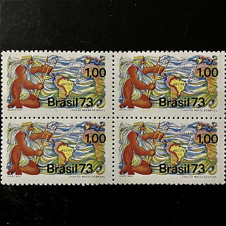 Quadra de Selos Comemorativos do Brasil - Comunicações - 1973 - Novo - ref.2376