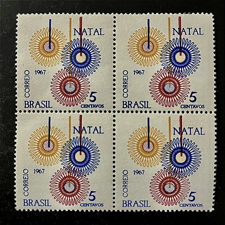 Quadra de Selos Comemorativos do Brasil - Natal 67 - 1967 - Novo - ref.2382