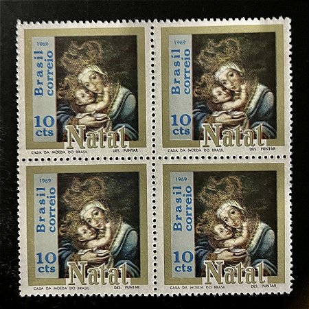 Quadra de Selos Comemorativos do Brasil - Natal 69- 1969 - Novo - ref.2384