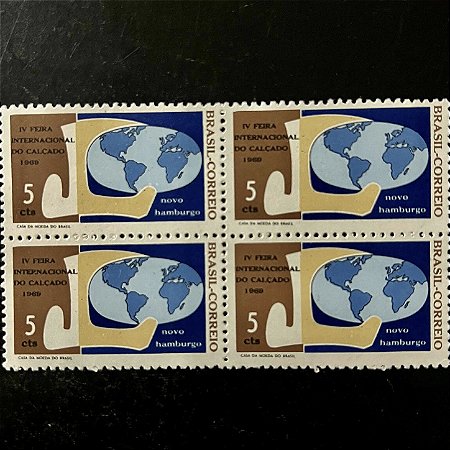 Quadra de Selos Comemorativos do Brasil - IV Feira Internacional do Calçado em Novo Hamburgo - 1969 - Novo - ref.2388