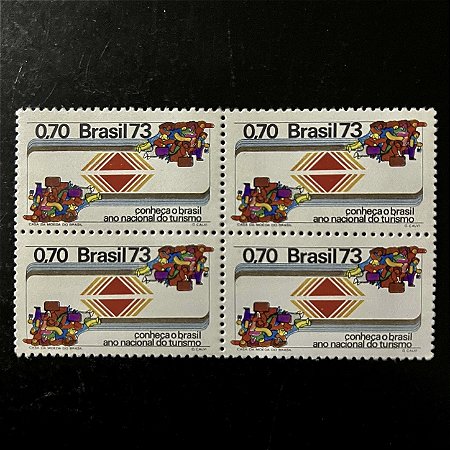 Quadra de Selos Comemorativos do Brasil - Ano Nacional do Turismo - Embratur - 1973 - Novo - ref.2390