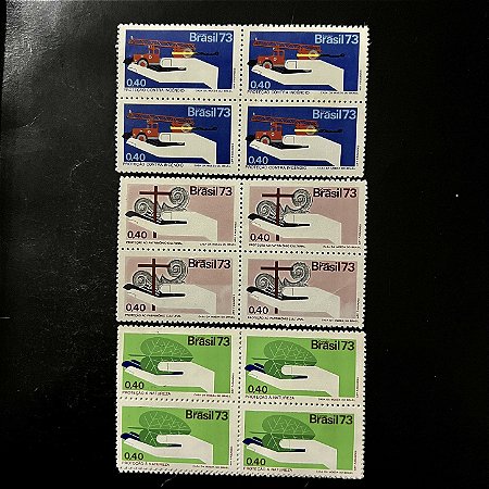 03 Quadras de Selos Comemorativos do Brasil - Campanha da Proteção Nacional - 1973 - Novo - ref.2392