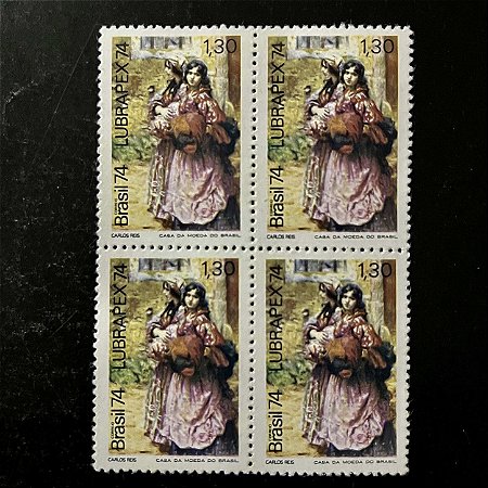 Quadra de Selos Comemorativos do Brasil - Lubrapex 74 - 1974 - Novo - ref.2402
