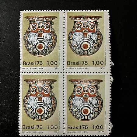 Quadra de Selos Comemorativos do Brasil - Arqueologia Brasileira - 1975 - Novo - ref.2403