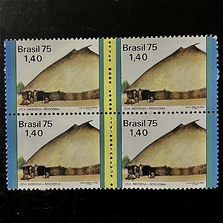 Quadra de Selos Comemorativos do Brasil - Habitações no Brasil - 1975 - Novo - ref.2404