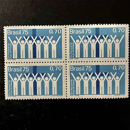 Quadra de Selos Comemorativos do Brasil -Dia Nacional de Ações de Graça - 1975 - Novo - ref.2407