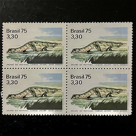 Quadra de Selos Comemorativos do Brasil - Preservação da Fauna e da Flora - 1975 - Novo - ref.2410