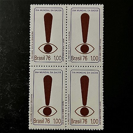 Quadra de Selos Comemorativos do Brasil - Dia Mundial da Saude - 1976 - Novo - ref.2413