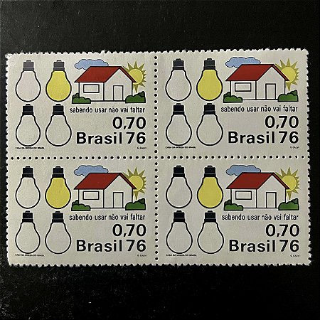 Quadra de Selos Comemorativos do Brasil - Preservação de Recursos Economicos - 1976 - Novo - ref.2414