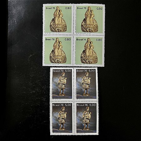 02 Quadras de Selos Comemorativos do Brasil - Evolução da Escultura no Brasil - 1976 - Novo - ref.2419