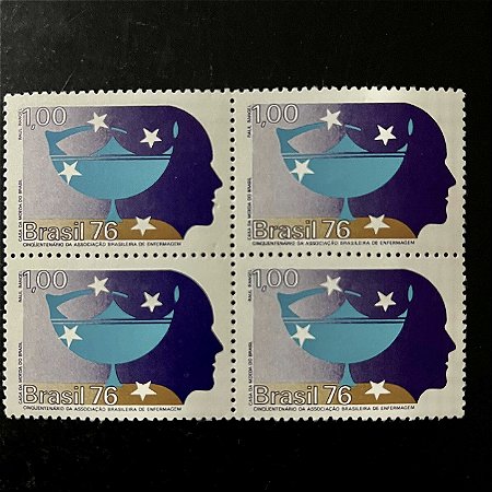 Quadra de Selos Comemorativos do Brasil - Cinquentenário da Associação Brasileira de Enfermagem - 1976 - Novo - ref.2421