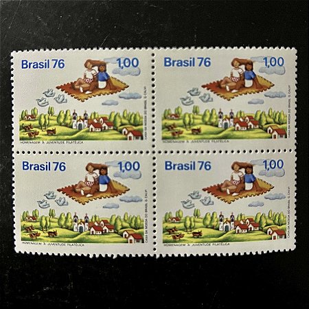 Quadra de Selos Comemorativos do Brasil - Dia do Selo - 1976 - Novo - ref.2422