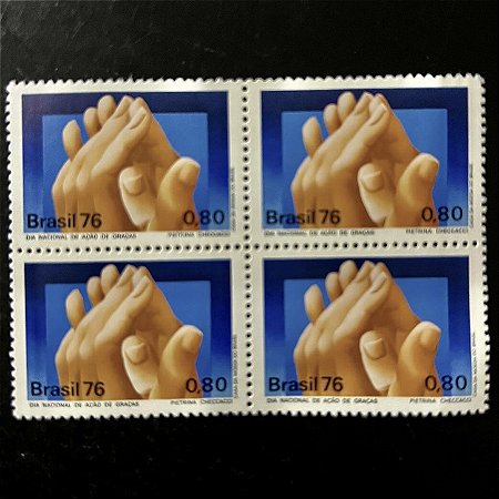 Quadra de Selos Comemorativos do Brasil - Dia Nacional de Ações de Graças - 1976 - Mint - ref.2427