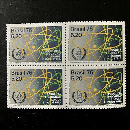 Quadra de Selos Comemorativos do Brasil - XX Conferencia Geral da Agencia Internacional de Energia Atomica - RJ - 1976 - Mint - ref.2428