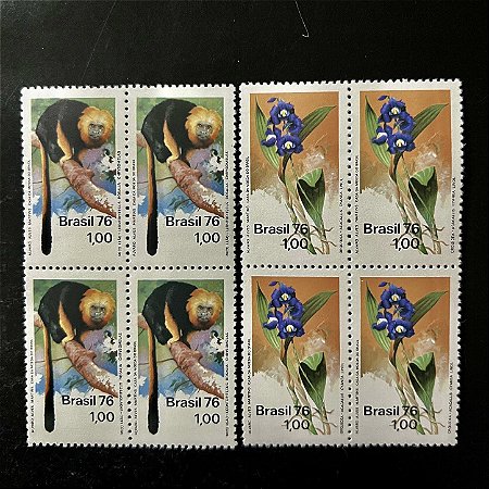 02 Quadras de Selos Comemorativos do Brasil - Preservação da Natureza - 1976 - Mint - ref.2429