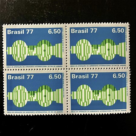 Quadra de Selos Comemorativos do Brasil - Inicio de Operação do Aeroporto Internacional do Rio de Janeiro - 1977 - Mint - ref.2439