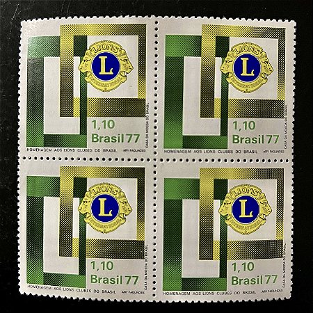 Quadra de Selos Comemorativos do Brasil - Homenagem aos Lions Clubes do Brasil - 1977 - Mint - ref.2445
