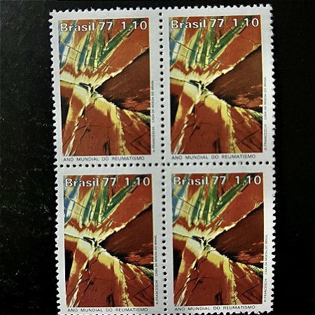 Quadra de Selos Comemorativos do Brasil - Ano Mundial do Reumatismo - 1977 - Mint - ref.2447