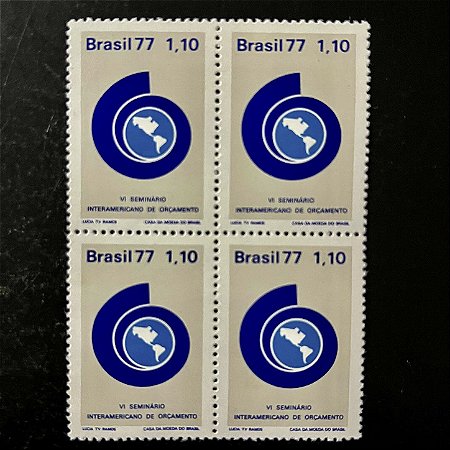 Quadra de Selos Comemorativos do Brasil - VI Seminário Interamericano de Orçamento - 1977 - Mint - ref.2449