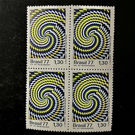 Quadra de Selos Comemorativos do Brasil - Dia do Radioamador - 1977 - Mint - ref.2451
