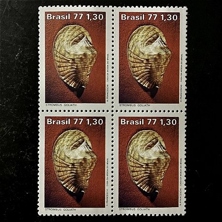 Quadra de Selos Comemorativos do Brasil - Moluscos do Brasil - 1977 - Mint - ref.2454