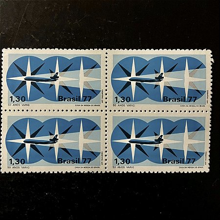 Quadra de Selos Comemorativos do Brasil - 50 Anos da Varig - 1977 - Mint - ref.2455