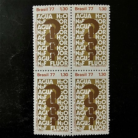Quadra de Selos Comemorativos do Brasil - III Congresso Internacional de Odontologia - RJ - - 1977 - Mint - ref.2460