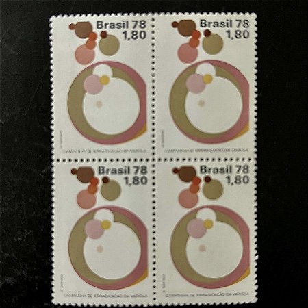 Quadra de Selos Comemorativos do Brasil -Campanha da Erradicação da Varíola - 1978 - Mint - ref.2472