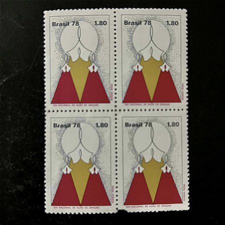 Quadra de Selos Comemorativos do Brasil - Dia Nacional de Ação de Graças - 1978 - Mint - ref.2473