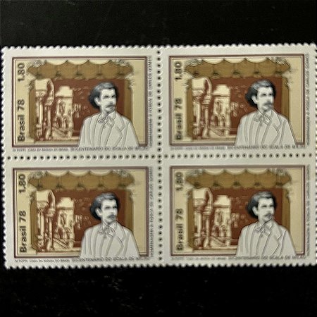 Quadra de Selos Comemorativos do Brasil - Homenagem a Opera Fosca - Carlos Gomes - 1978 - Mint - ref.2476