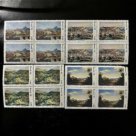 04 Quadras de Selos Comemorativos do Brasil - Paisagem Brasileira na Pintura - 1978 - Mint - ref.2480