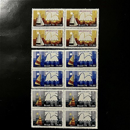 03 Quadras de Selos Comemorativos do Brasil - Brasiliana 79 - III Exposição Mundial de Filatelia Temática - 1979 - Mint - ref.2485