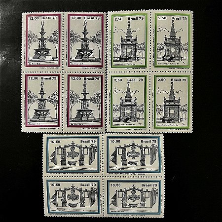 03 Quadras de Selos Comemorativos do Brasil - I Exposição Interamericana de Filatelia Classica - 1979 - Mint - ref.2488