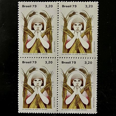Quadra de Selos Comemorativos do Brasil - Dia Nacional de Ação de Graças - 1979 - Mint - ref.2490