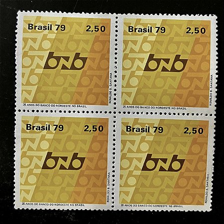 Quadra de Selos Comemorativos do Brasil - Telecom 79 - 15 Anos do Banco do Nordeste do Brasil - 1979 - Mint - ref.2492