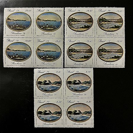 03 Quadras de Selos Comemorativos do Brasil - Pinturas do Rio de Janeiro do Século XVIII - 1979 - Mint - ref.2494