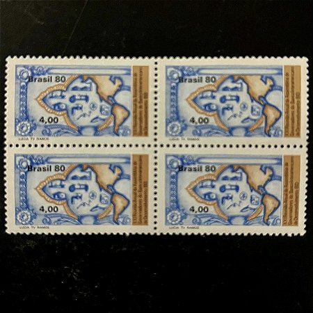 Quadra de Selos Comemorativos do Brasil - XXI Reunião Anual da Assembleia de Governadores do BID - 1980 - Mint - ref.2506