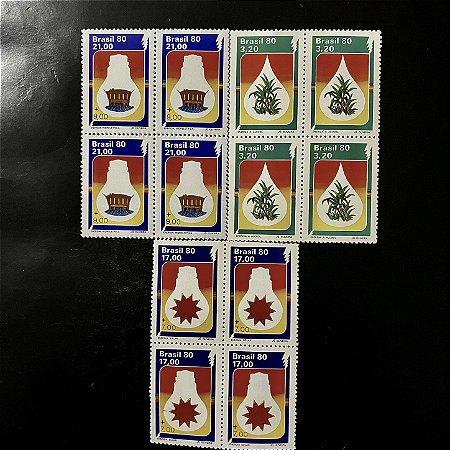 03 Quadras de Selos Comemorativos do Brasil - Alternativas Enérgeticas - 1980 - Mint - ref.2507
