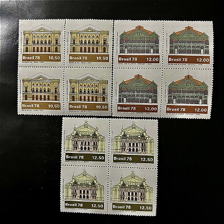03 Quadras de Selos Comemorativos do Brasil -Teatros Brasileiros- 1978 - Mint - ref.2511