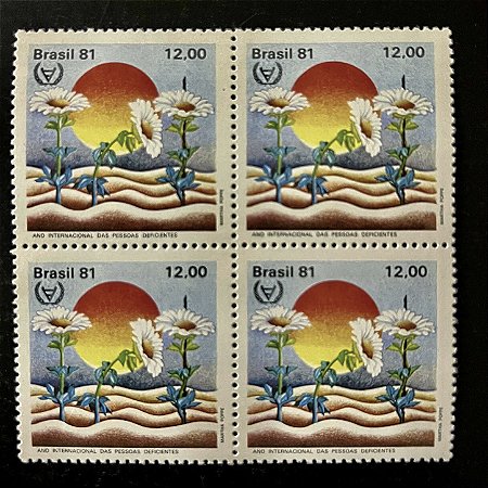Quadra de Selos Comemorativos do Brasil - Ano Internacional das Pessoas Deficientes - 1981 - Mint - ref.2523