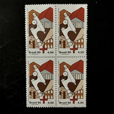 Quadra de Selos Comemorativos do Brasil - Dia Nacional da Saude - Campanha Contra o Mal de Chagas - 1980 - Mint - ref.2534