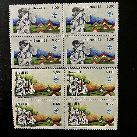 02 Quadras de Selos Comemorativos do Brasil - 4o Jambore Pan-Americano em Porto Alegre - 1981 - Mint - ref.2538