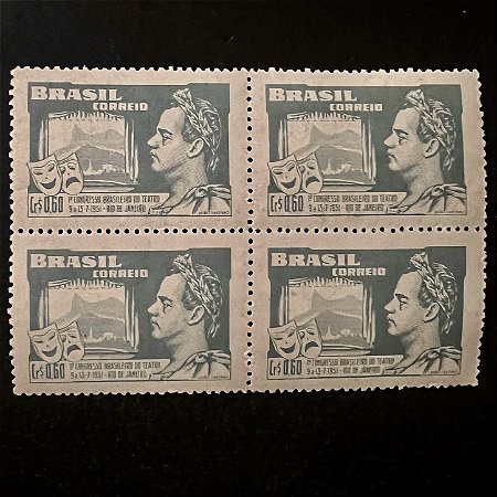 Quadra de Selos Comemorativos do Brasil - 1o.Congresso Brasileiro de Teatro no Rio de Janeiro - 1951 - Novo - ref.2540