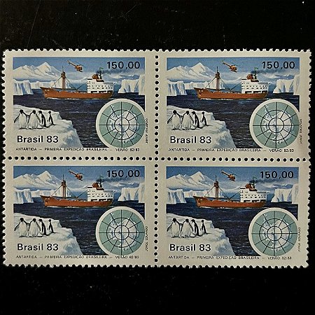 Quadra de Selos Comemorativos do Brasil - Primeira Expedição Brasileira à Antartica - 1983 - Mint - ref.2546