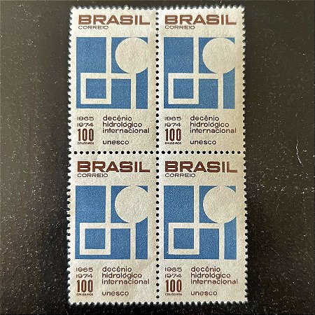 Quadra de Selos Comemorativos do Brasil - Decenio Hidrologico Internacional - 1966 - Novo - ref.2552