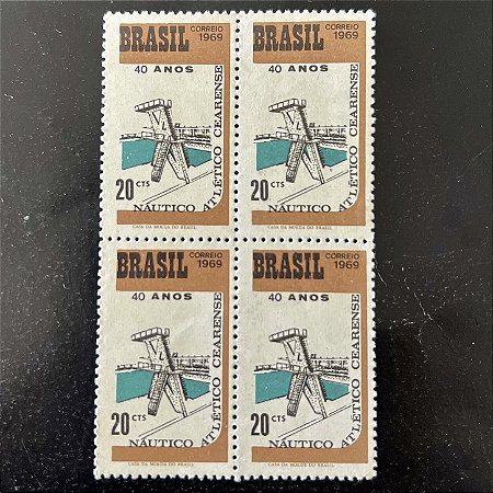 Quadra de Selos Comemorativos do Brasil - 40o. Aniversario do Nautico Atletico Cearense de Fortaleza - 1969 - Novo - ref.2560