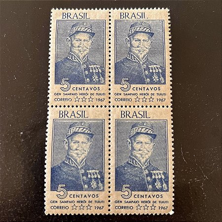 Quadra de Selos Comemorativos do Brasil - Homenagem ao General Antonio de Sampaio - 1967 - Novo - ref.2564