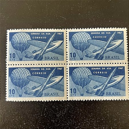 Quadra de Selos Comemorativos do Brasil - Semana da Asa - 1967 - Novo - ref.2569