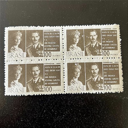 Quadra de Selos Comemorativos do Brasil - Visita dos Grãos Duques de Luxemburgo, João e Josefina Carlotta - 1965 - Novo - ref.2573