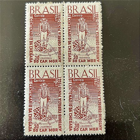 Quadra de Selos Comemorativos do Brasil - Bicentenário da Chegado do Capitão Mor Antonio Correia Pinto - 1966 - Novo - ref.2575